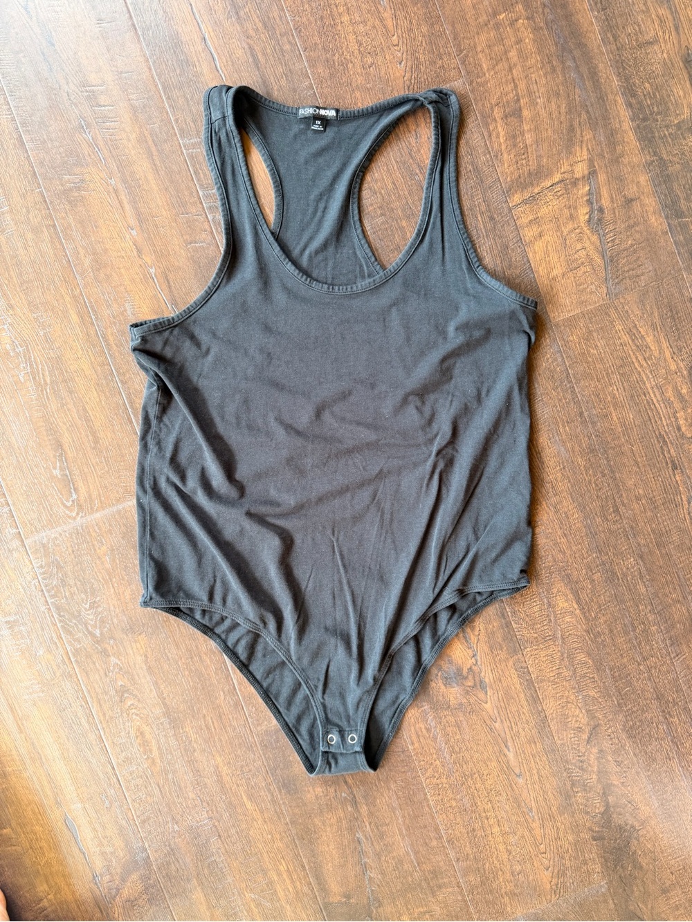 Fashion Nova Black Scoop Neck Racerback Bodysuit
